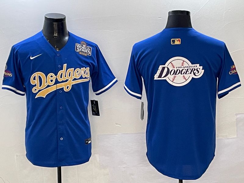 Men Los Angeles Dodgers Blank Blue Champion gold character 2025 Nike MLB Jersey style 27